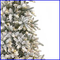 10' Flocked Livingston Fir Artificial Christmas Tree withPinecones, 750 Clear LEDs