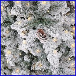 10' Flocked Livingston Fir Artificial Christmas Tree withPinecones, 750 Clear LEDs
