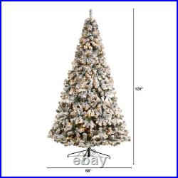 10' Flocked West Virginia Fir Christmas Tree with 800 Lights Green 120