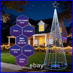 12Ft Outdoor Lighted LED Christmas Tree Cone Lights outside Decor for Xmas