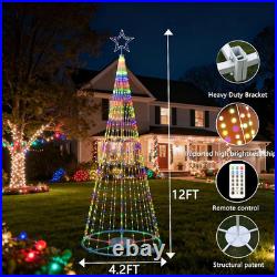 12Ft Outdoor Lighted LED Christmas Tree Cone Lights outside Decor for Xmas