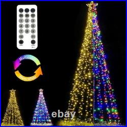 12Ft Outdoor Lighting Christmas Tree Lights Cone Tall Star Topped Artificial Chr