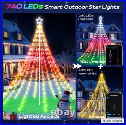 12-ft Flagpole Christmas Tree Pre-lit Programmable RGB Fairy Lights Decorations