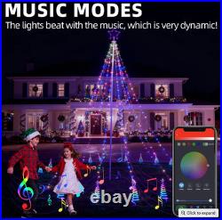 12-ft Flagpole Christmas Tree Pre-lit Programmable RGB Fairy Lights Decorations