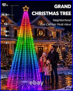 14.5FT Outdoor Christmas Tree with Light, DIY Light Show LED Christmas Tree