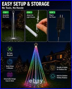 14.5FT Outdoor Christmas Tree with Light, DIY Light Show LED Christmas Tree