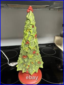 15.5 Inch Holly Tree, Painted, Lighted