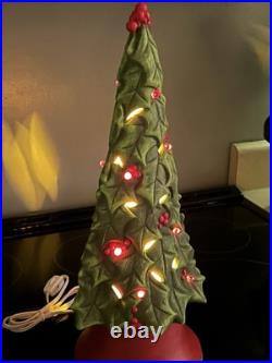 15.5 Inch Holly Tree, Painted, Lighted