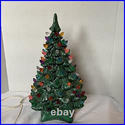 1960 1970 Lighted Ceramic Christmas Tree Holland Mold Multi Color Bulbs Vtg