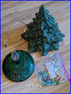 1978 Vtg Nowell's Mold 17 Lighted Ceramic Christmas Tree with Snow Holly Base 1978 Vtg Nowell's Mold 17 Lighted Ceramic Christmas Tree with Snow Holly Base