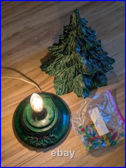 1978 Vtg Nowell's Mold 17 Lighted Ceramic Christmas Tree with Snow Holly Base 1978 Vtg Nowell's Mold 17 Lighted Ceramic Christmas Tree with Snow Holly Base