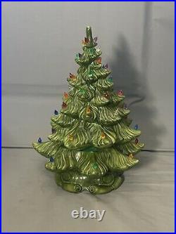 19 Vintage 1974 Atlantic Mold Ceramic 3 Piece Lighted Christmas Tree with Star