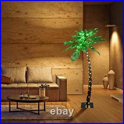 2023 Upgraded Lighted Palm Tree 7FT 96 Green/56 White LED Artificial Palm 7ft