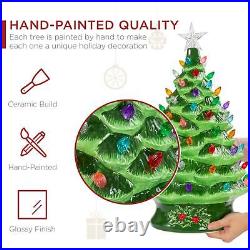 24 Grandmas Retro Ceramic Green Glaze Lighted Tabletop Christmas Tree X Large