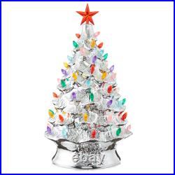 24 Pre-Lit Ceramic Christmas Tree Hand-Painted Tabletop with Lights