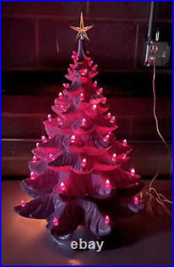 24 Purple Lighted Ceramic Christmas Tree Atlantic mold RARE! Vintage Unique 24 Purple Lighted Ceramic Christmas Tree Atlantic mold RARE! Vintage Unique