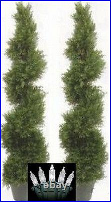 2 Cypress Outdoor Topiary Artificial Plant Tree 50 Cedar Spiral Christmas Light