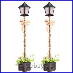 2-Pieces 5ft Christmas Lamp Post Tree Stand Pre Lit Xmas Outdoor Porch Lights