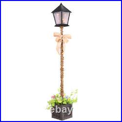 2-Pieces 5ft Christmas Lamp Post Tree Stand Pre Lit Xmas Outdoor Porch Lights