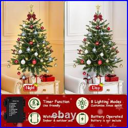 3FT Small Christmas Tree with Lights, Artificial Table Top Christmas Tree with 5