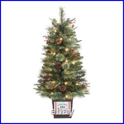 3.5 Ft Pre-Lit Potted Artificial Cashmere Pine Christmas Tree w 35 LED Lights