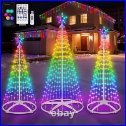3 Pack Smart RGB Christmas Cone Tree Lights App Controlled Yard Indoor Outdoor