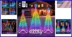 3 Pack Smart RGB Christmas Cone Tree Lights App Controlled Yard Indoor Outdoor