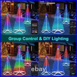 3 Pack Smart RGB Christmas Cone Tree Lights App Controlled Yard Indoor Outdoor