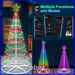 3 Pack Smart RGB Christmas Cone Tree Lights App Controlled Yard Indoor Outdoor