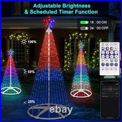 3 Pack Smart RGB Christmas Cone Tree Lights App Controlled Yard Indoor Outdoor