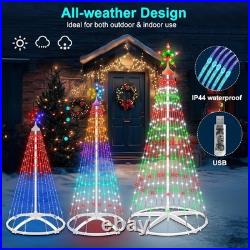 3 Pack Smart RGB Christmas Cone Tree Lights App Controlled Yard Indoor Outdoor