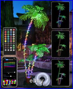 3 Trunks Pre Lit 7FT 242 LED Smart Lighted Palm Tree APP DIY Color Led Changing 3 Trunks Pre Lit 7FT 242 LED Smart Lighted Palm Tree APP DIY Color Led Changing