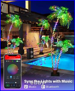 3 Trunks Pre Lit 7FT 242 LED Smart Lighted Palm Tree APP DIY Color Led Changing 3 Trunks Pre Lit 7FT 242 LED Smart Lighted Palm Tree APP DIY Color Led Changing