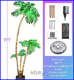 3 Trunks Pre Lit 7FT 242 LED Smart Lighted Palm Tree APP DIY Color Led Changing 3 Trunks Pre Lit 7FT 242 LED Smart Lighted Palm Tree APP DIY Color Led Changing