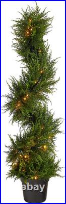 45 Spiral Cypress Artificial Tree with 80 LED Lights UV Resistant Indoor/Outd
