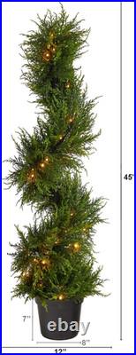 45 Spiral Cypress Artificial Tree with 80 LED Lights UV Resistant Indoor/Outd