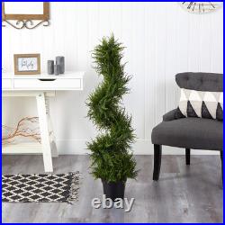 45 Spiral Cypress Artificial Tree with 80 LED Lights UV Resistant Indoor/Outd