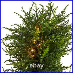45 Spiral Cypress Artificial Tree with 80 LED Lights UV Resistant Indoor/Outd
