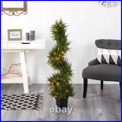 45 Spiral Cypress Artificial Tree with 80 LED Lights UV Resistant Indoor/Outd