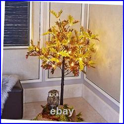 4FT Lighted Oak Tree 48 LED Warm White Artificial Greenery with Lights for