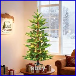 4FT Prelit Aspen Fir Christmas Tree with 100 Warm Lights for Holiday Decor