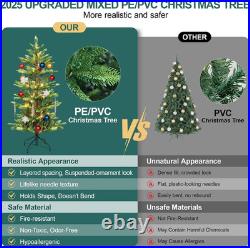 4FT Prelit Aspen Fir Christmas Tree with 100 Warm Lights for Holiday Decor