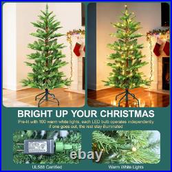 4FT Prelit Aspen Fir Christmas Tree with 100 Warm Lights for Holiday Decor