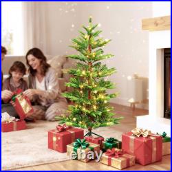 4FT Prelit Aspen Fir Christmas Tree with 100 Warm Lights for Holiday Decor