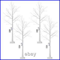 4Pcs 6Ft Lighted Birch Tree 305 LED Warm White Light Party Christmas Decoration