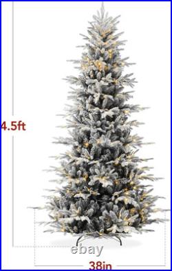 4.5Ft Lighted Flocked Aspen Christmas Tree with Multicolored LED Lights