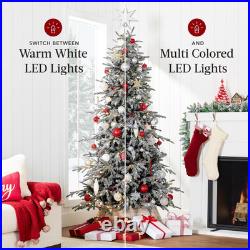 4.5Ft Lighted Flocked Aspen Christmas Tree with Multicolored LED Lights