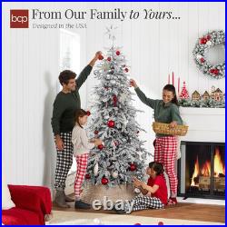 4.5Ft Lighted Flocked Aspen Christmas Tree with Multicolored LED Lights