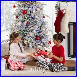 4.5Ft Lighted Flocked Aspen Christmas Tree with Multicolored LED Lights
