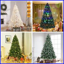 4 5 6 7FT Christmas Tree Artificial With LED Lights Holiday Pre Lit Decorations